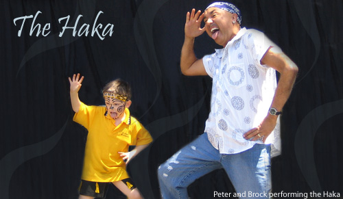 Peter Morgan and Brock performing the Haka